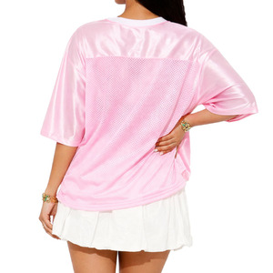 Maillot de football américain rose respirant en polyester pour femme, style streetwear Y2K, col en V oversize, personnalisable en gros, USA - Product Image 2