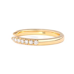 Trendy Round Cut Lab Grown Diamond 14K Solid Yellow Gold Ring Luxury Open Cuff Half Eternity Ring Gap <b>Spacer</b> Band for Engagement - Product Image 5