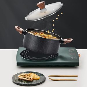 Cacerola Antiadherente con Tapa de Vidrio y Asa de Madera, Olla para Té con Leche y Chai, Compatible con Estufas de Inducción y Gas - Product Image 3