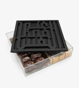 Boîte de rangement alimentaire élégante en acrylique transparent avec couvercle en nacre fait main, organiseur de cuisine de luxe - Product Image 5