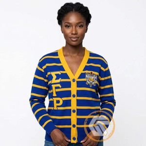 เสื้อสตรีคอวีปักลายอะคริลิค Sigma Gamma Rho แบบสั่งทำพิเศษ คุณภาพสูง สไตล์กรีก สำหรับฤดูหนาว ติดกระดุม ลำลอง - Product Image 4