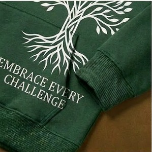 OEM Custom Forest Green Hoodie Embrace Every Challenge <b>Tree</b> Logo Winter Fleece Heavyweight 100% Cotton Unisex Pocket Sweatshirt - Product Image 5