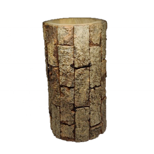 เทียนทีไลท์และที่วางเทียน,แต่งบ้านทำด้วยมือรูปทรงเสาขนาดกลางผลิตจากไม้สีน้ำตาลธรรมชาติ - Product Image 1