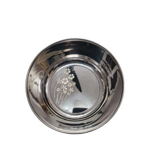 Bol de préparation de cuisine en acier inoxydable personnalisable - Plat de service à motif floral imprimé au laser - Bol en métal durable de qualité alimentaire - Product Image 1