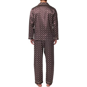 Long Sleeve <b>Men</b> Night Suit Button Front Collar Long Pants <b>Set</b> Drawstring Waist Soft Warm Winter <b>Pajamas</b> Home Wear Lounge - Product Image 2