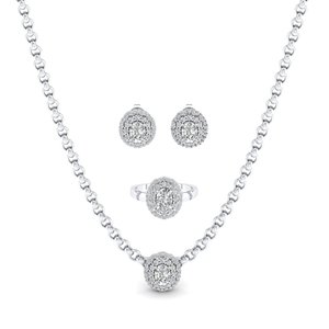 Parures de bijoux REYES Luxury en argent sterling 925, certifiées GRA, avec moissanite, colliers, bagues et boucles d'oreilles pour mariée, bijoux fins. - Product Image 2