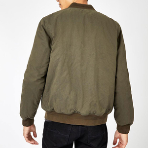 Blouson bomber vert olive pour homme, col rond, fermeture éclair, style décontracté, mélange polyester-coton, vêtement d'automne - Product Image 2