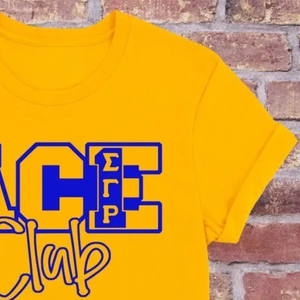 T-shirt SGRHO Ace Club Or pour femme, imprimé graphique, col rond décontracté, manches courtes, mode streetwear, personnalisation sororité grecque - Product Image 4