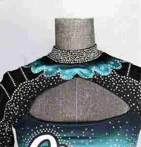 Uniformes de cheerleading imprimés de haute qualité pour femmes, sur mesure, avec strass AB pour adultes, compétition All Stars, 100% polyester - Product Image 2