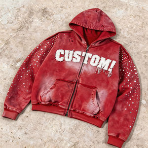 Sweat à capuche personnalisé en gros, 450 g/m², en molleton structuré, coupe ample, pour les détaillants américains, avec logo brodé sur la poitrine - Product Image 2