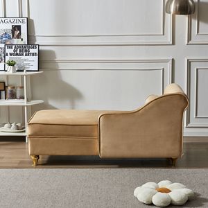 Chaise longue moderne en velours kaki avec rangement, élégante et confortable - Product Image 5