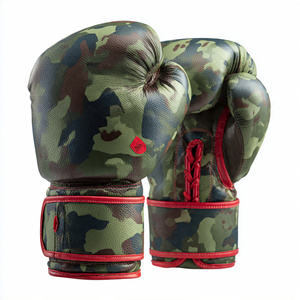 Guantes de Boxeo de Cuero de 1OZ con Diseño de Camuflaje Personalizado, Guantes de Cuero para Entrenamiento de Combate, Guantes de Camuflaje para Peleas - Product Image 1