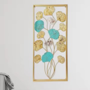 Beautiful Fantastic Modern Metal Wall Sculpture with Golden Foliage Design Circular Home Decor for Living Room - Product Image 5