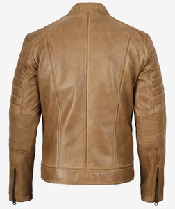 Mens Black PU Leather Eco-Friendly Windproof <b>Cafe</b> <b>Racer</b> Slim Fit Motorcycle Biker <b>Jacket</b> Stand Front Detail Thick Winter Vintage - Product Image 4
