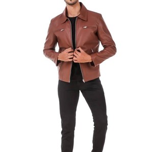 Custom <b>Men's</b> <b>Leather</b> <b>Jacket</b> with Custom Logo Blank Style Plus Size Outerwear OEM Wholesale Factory <b>jacket</b> for <b>men</b> - Product Image 4