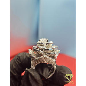 Bague florale en argent 925 de qualité supérieure avec diamant de laboratoire, pierre étincelante, bijoux de luxe pour les acheteurs en gros - Product Image 3