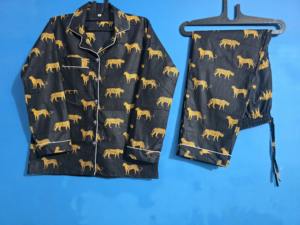 Ensemble de pyjama noir imprimé tigre, vêtements de nuit indiens, 100% coton biologique, pyjama, robe de nuit, vente en gros de vêtements de nuit - Product Image 5