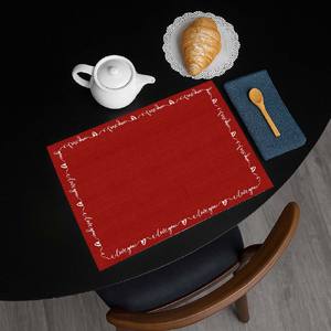 Manteles Individuales de Lujo con Bordado Rojo, Diseños Modernos, 100% Algodón y Lino para Mesa de Comedor - Product Image 4