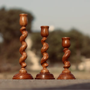 Support de bougie religieux en bois fait main en forme de diamant, écologique, pour Noël et utilisations multiples - Création antique AC067 - Product Image 2