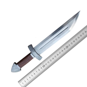 Cuchillo de Caza y Camping Estilo Bowie con Hoja de Acero de Damasco Forjado a Medida, Mango de Madera y Metal, Funda de Cuero Genuino DIY - Product Image 6