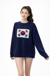 Suéter de Punto Oversize Unisex – Jersey Jacquard Personalizado con Bandera/Logotipo – Cuello Redondo, Ropa de Punto de Invierno, Fabricante OEM - Product Image 4