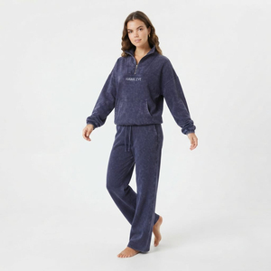 Trendy Acid Wash <b>Women</b> <b>Quarter</b> <b>Zip</b> Sweatshirt And Jogger Pants Set Streetwear Tracksuit Two Piece Clothing Supplier - Product Image 6