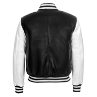 Veste universitaire noire et blanche pour hommes en cuir Napa de qualité supérieure, entièrement personnalisable, fabricant de marque privée