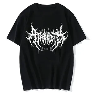 T-shirt rose gothique à col rond et manches courtes imprimé pour homme, coupe ample, 100 % coton tricoté, respirant, séchage rapide, style PUNK, devant uni - Product Image 6