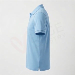 Men's Light <b>Blue</b> Short Sleeve <b>Polo</b> <b>Shirt</b> 100% Cotton Pique Casual Breathable Regular Fit Solid Knitted Design - Product Image 4