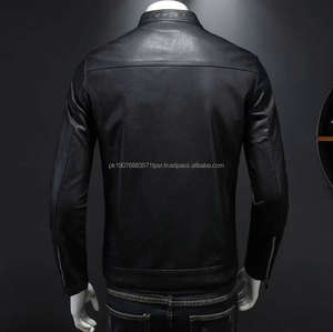 เสื้อแจ็คเก็ตหนัง PU คอตั้งทรงไบค์เกอร์สำหรับผู้ชาย คุณภาพสูง แฟชั่นลำลอง เสื้อแจ็คเก็ตหนัง PU แบบเทรนช์โค้ท - Product Image 2