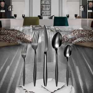 Ensemble de couverts de table modernes en acier inoxydable à finition lisse pour mariages, banquets et dîners familiaux décontractés - Product Image 6