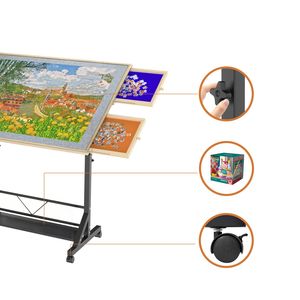 Tavolo per Puzzle Regolabile 35"*27.17" in Legno per 1500 Pezzi con Cassetti Portaoggetti e Gambe Inclinabili a 360 Gradi - Product Image 4