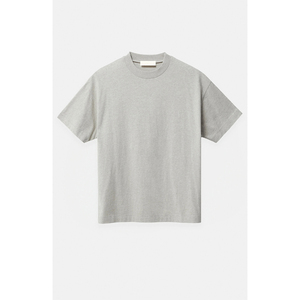 T-shirt en coton gris pour homme, grande taille, manches courtes, col rond, jersey décontracté, couleur unie, design simple - Product Image 1