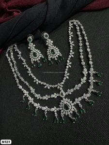 Conjunto de joyería nupcial de diamante americano clásico, collar y pendientes de dos piezas para boda, estilo clásico de moda - Product Image 3