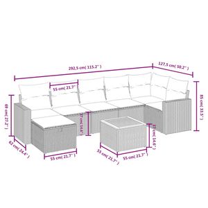 Juego de sofás de jardín de ratán PE crema modular grande color beige - Product Image 4
