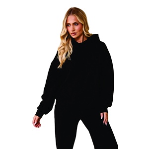 Ensembles sweat à capuche uni et doux pour hommes broderie logo col haut 2 pièces ensemble de jogging unisexe chaud survêtement décontracté - Product Image 3