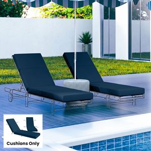 Set di 2 Cuscini Blu Navy per Sdraio da Esterno, Spessore 10 cm, con Lacci, 53 x 183 cm, per Patio - Product Image 2