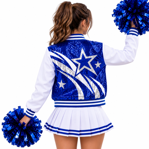 Costume de cheerleading personnalisé par le fabricant avec veste de style universitaire, jupe et haut de performance pour équipe - Product Image 3