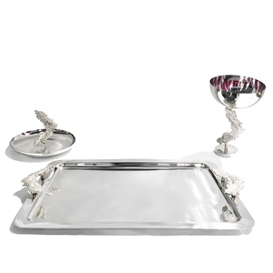 Metal Marble & Wood Contemporary Round Serving Tray/<b>Platter</b>-Eco-Friendly <b>Disposable</b> Party <b>Platter</b> - Product Image 1