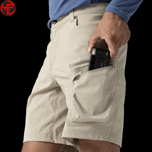 Shorts cargo pour homme en coton 100% écologique, couleur unie, logo sur le devant, taille mi-haute, fermeture élastique, vêtements décontractés - Product Image 3