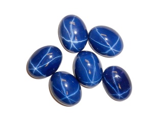 Zafiro Azul Estrella Ovalado de 12x16mm, 14 Quilates, Creado en Laboratorio, Cabujón Pulido con Efecto de Estrella de 6 Puntas para Joyería - Product Image 2