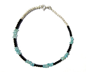 Natural Black Spinel & Apatite Bracelet, Handmade Gemstone Bracelets, Minimalist Crystal Bracelet Gemstone Adjustable Bracelet - Product Image 1