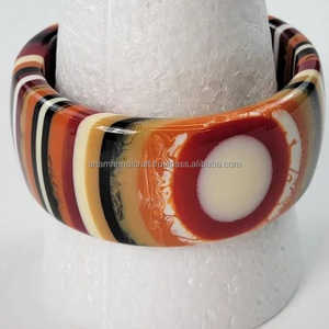 Handcrafted <b>Vintage</b> Style Resin <b>Cufflink</b> Bangle Set for Women Customized Highly Polished Handmade Jewelry India Love Model - Product Image 4