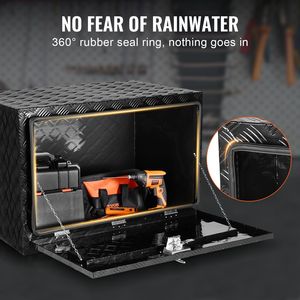 Boîte de rangement robuste en aluminium pour dessous de caisse de camion, 36'' x 24'' x 24'', avec plaque diamantée, pour outils, avec clés, étanche, organisateur de voiture - Product Image 5