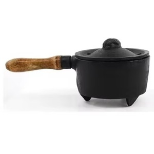 Cast Iron Incense Burner Wooden Handle Agarwood Bakhoor Lobaan <b>Mini</b> <b>Cauldron</b> Handmade Exclusive Design Aromatic use - Product Image 2