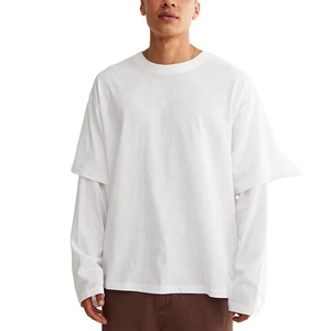 Stylish Men's Vintage High Quality Double <b>Layer</b> Long Sleeve Heavyweight Thermal Knit T-Shirt Casual Knitted Jersey Cotton <b>Top</b> - Product Image 1
