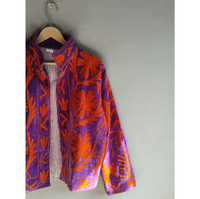 Blazer Beludru Bernapas Bordir Tangan Wanita Kerah Kancing Pola Bunga Lengan Panjang Gaya Bohemian Musim Gugur HADIAH UNTUK DIA