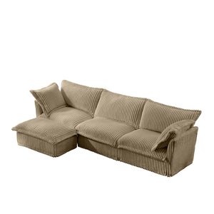 Divano Sezionale Moderno a L Oversize con Rivestimento, Comodo Divano Cloud con Seduta Profonda, Pouf Convertibile per Soggiorno - Product Image 4