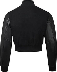 Veste de sport classique matelassée en satin tricoté respirant, coupe courte, personnalisée pour femme - Product Image 4