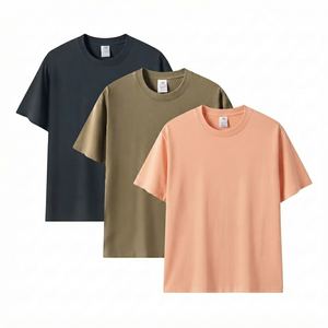 T-shirt uni personnalisé de haute qualité pour homme, 100 % coton, col rond, manches courtes, respirant, séchage rapide, coupe ample et épaisse - Product Image 1